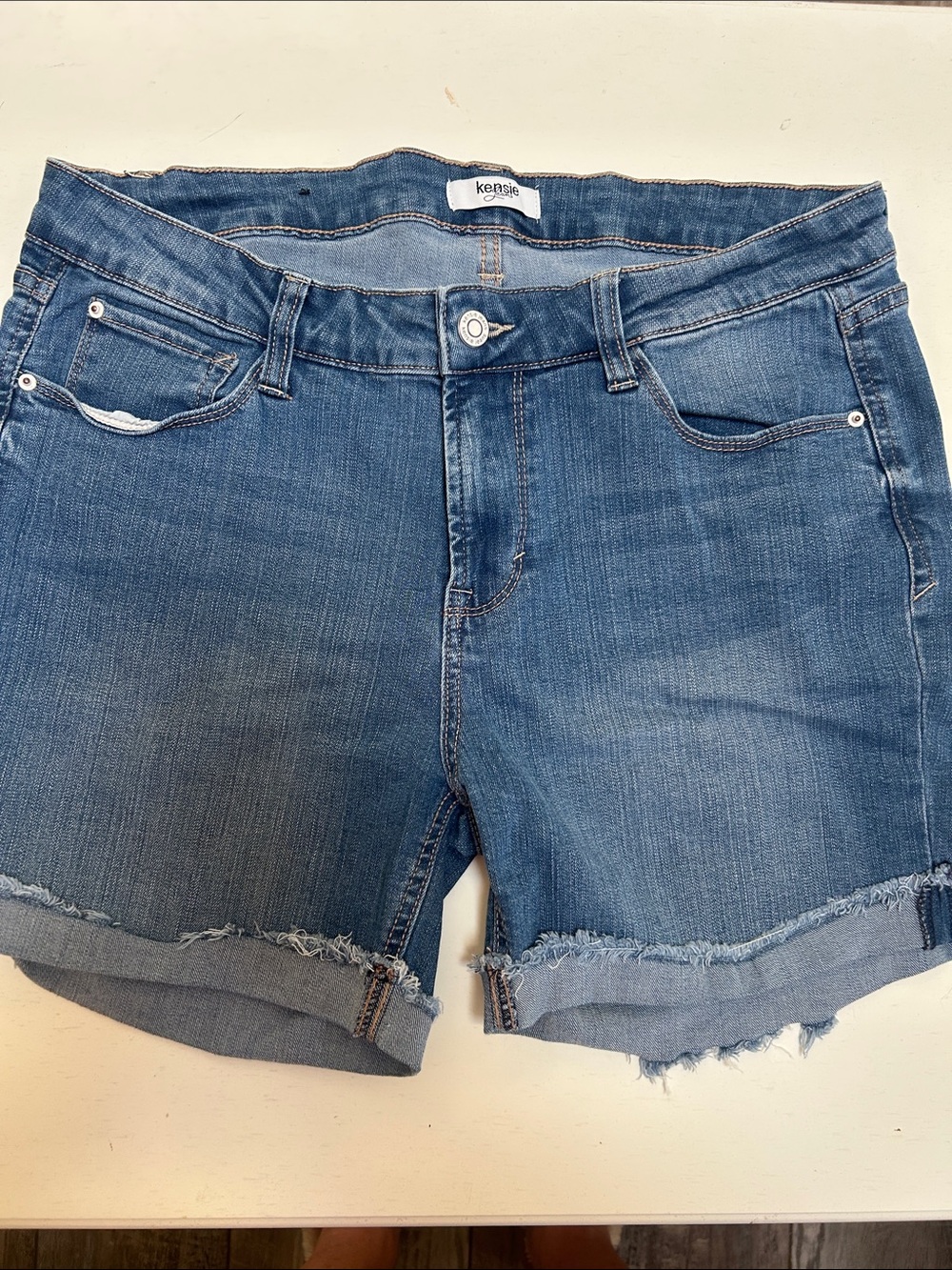 Kensie Medium Blue Denim Cutoff Shorts